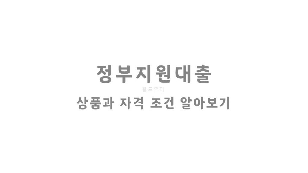 정부지원대출 상품과 자격 조건 알아보기