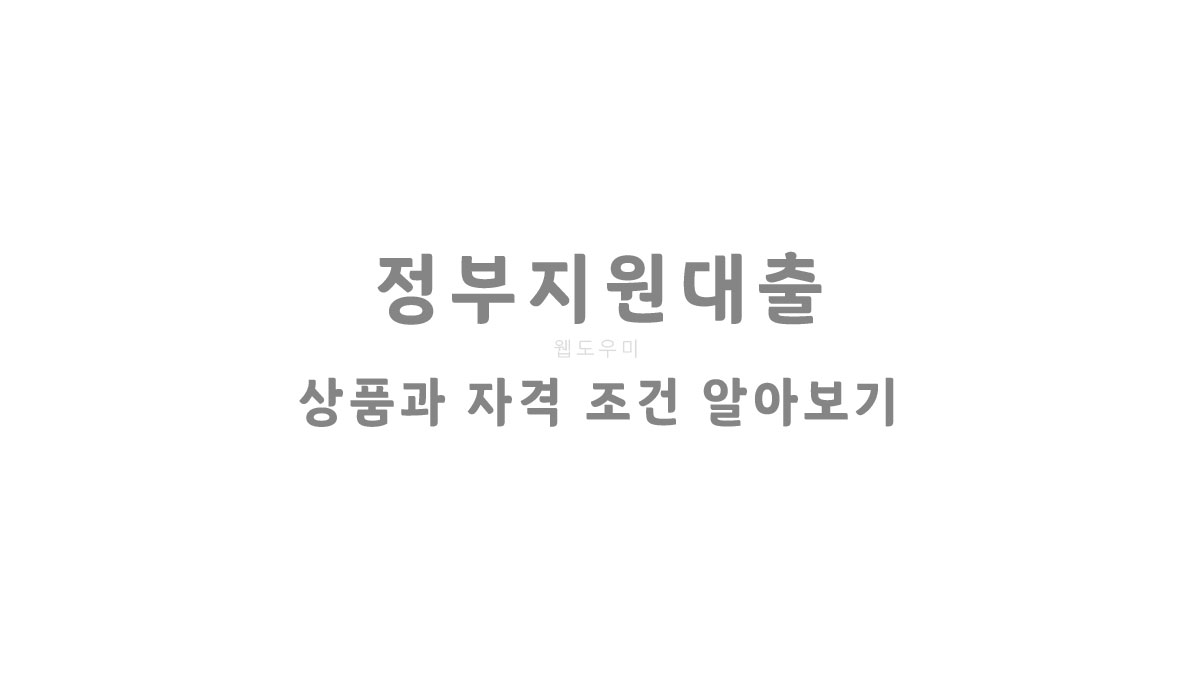 정부지원대출 상품과 자격 조건 알아보기