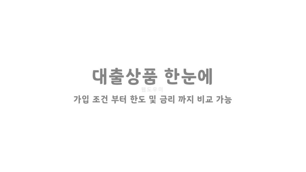 대출상품 한눈에 가입 조건 부터 한도 및 금리 까지 비교 가능