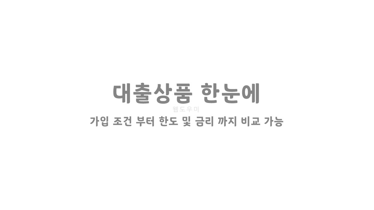 대출상품 한눈에 가입 조건 부터 한도 및 금리 까지 비교 가능