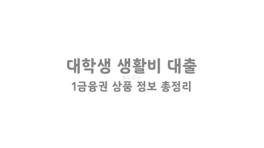 대학생 생활비 대출 가능한 곳? 있다! 1금융권 상품 정보 총정리