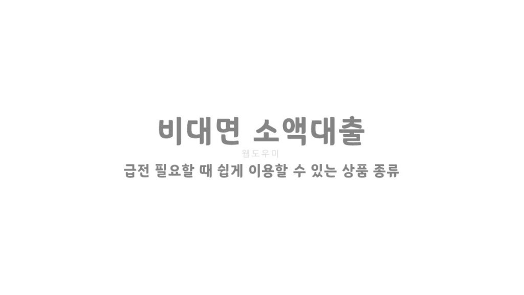 비대면 소액대출 - 급전 필요할 때 쉽게 이용할 수 있는 상품 종류