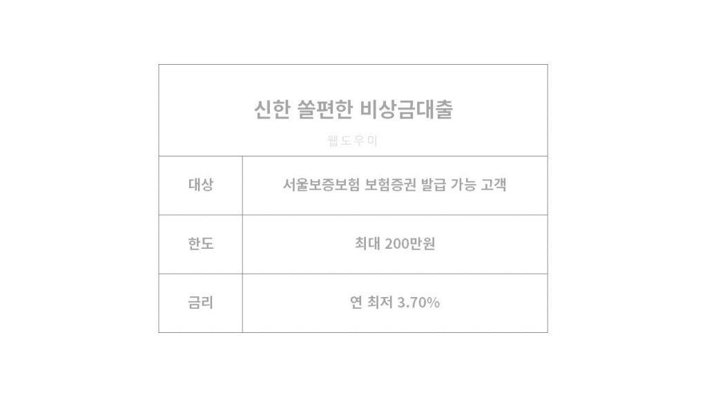 신한은행 쏠편한 비상금대출 자세한 정보