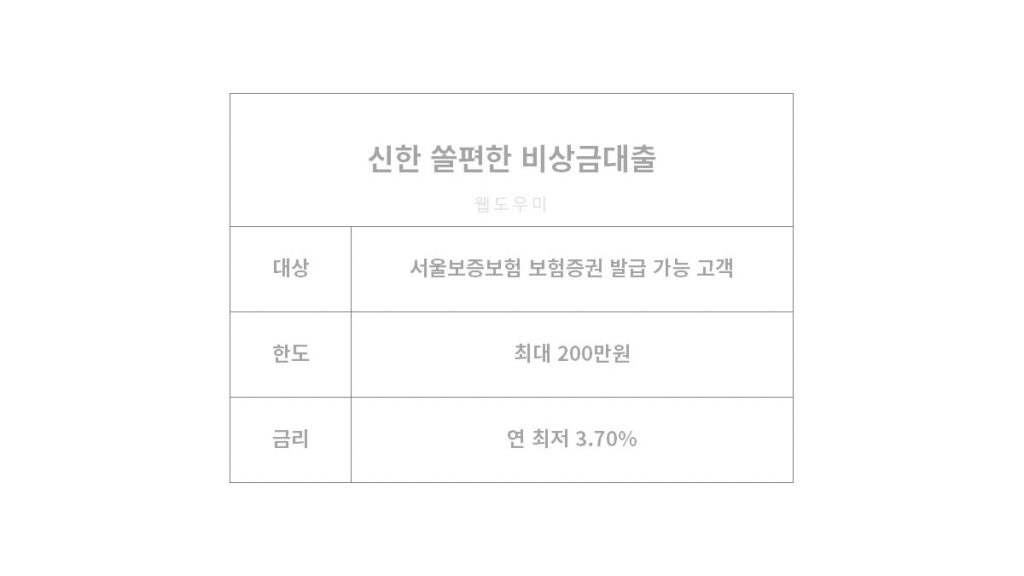신한은행 무서류 무방문 대출 상품 이용 정보