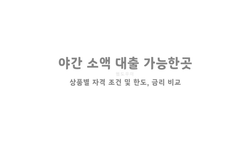 야간 소액 대출 가능한곳 상품별 자격 조건 및 한도, 금리 비교