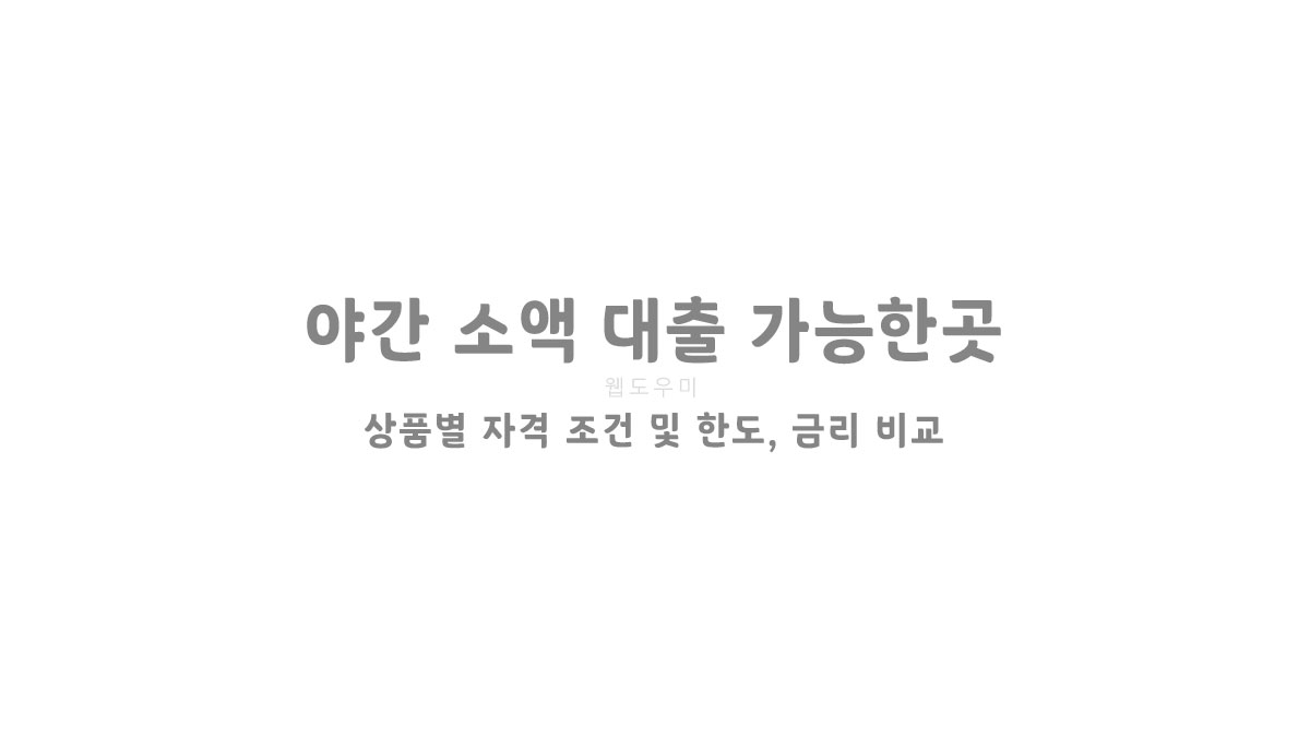 야간 소액 대출 가능한곳 상품별 자격 조건 및 한도, 금리 비교