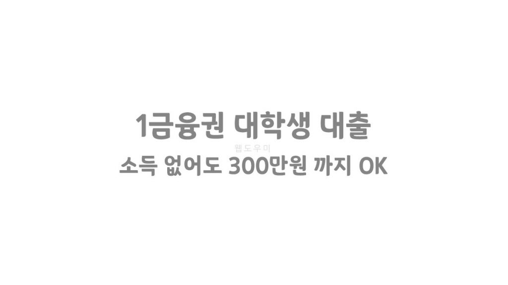 1금융권 대학생 대출 가능! 소득 없어도 300만원 까지 OK