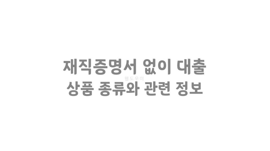 재직증명서 없이 대출 가능한 상품 종류와 관련 정보